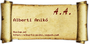 Alberti Anikó névjegykártya